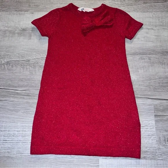 H&M | Dresses | Hm Red Sparkly Dress With Bow Size 2t4t | Poshmark